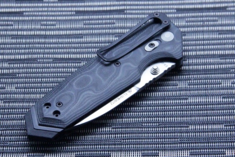 Нож Hogue EX-02 Spear Point Thumb Stud Stonewash Black/Grey 34259TF